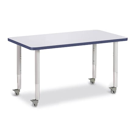 Jonti-Craft Berries Rectangle Activity Table, 24 in. x 36 in., Mobile, Freckled Gray/Navy/Gray 6478JCM112
